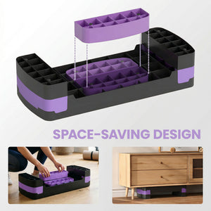 Plateforme de step aérobique réglable en hauteur (4", 6"/8"), avec rehausseurs, violet