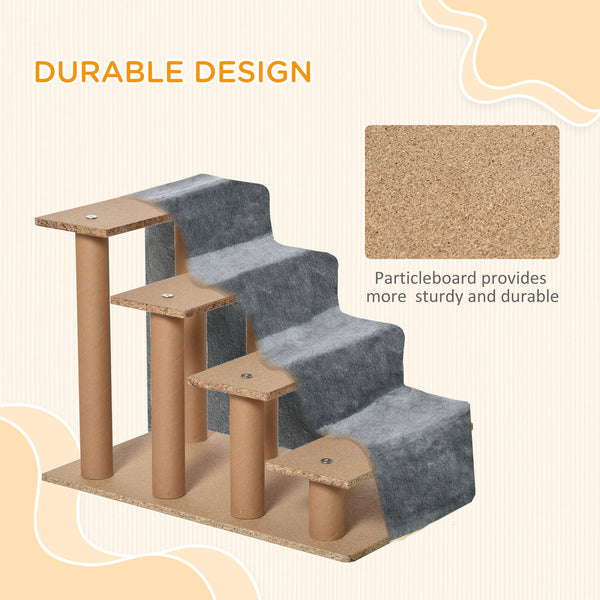 4-Step Dog Ramp for Sofa, Bed and Armchair, with Removable Cover, Light Grey