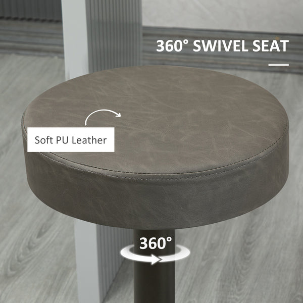 Set of 2 modern bar stools in faux leather, dark grey