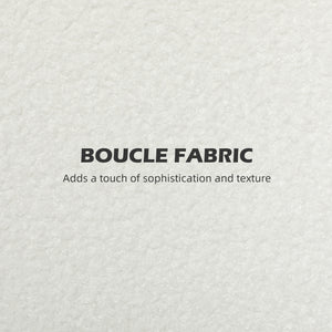 Canapé 2 places en tissu Boucle avec rembourrage épais et pieds en bois, blanc crème