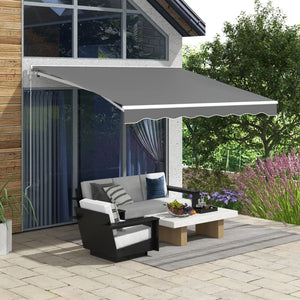 Store banne électrique rétractable de 9,8 x 7,9 pieds avec télécommande, gris clair