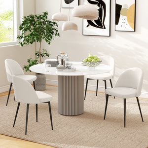 Lot de 2 chaises de salle à manger rembourrée en velours pour salon et salle à manger, blanc crème