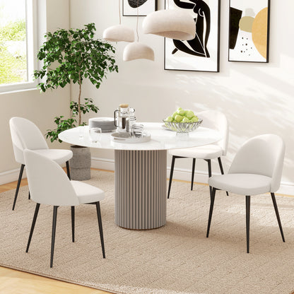 Lot de 2 chaises de salle à manger rembourrée en velours pour salon et salle à manger, blanc crème