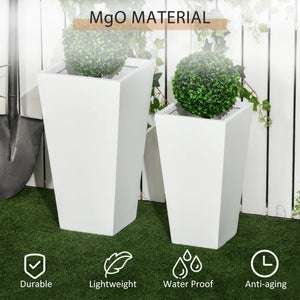 Ensemble de 2 grands pots de fleurs avec trous de drainage, blanc