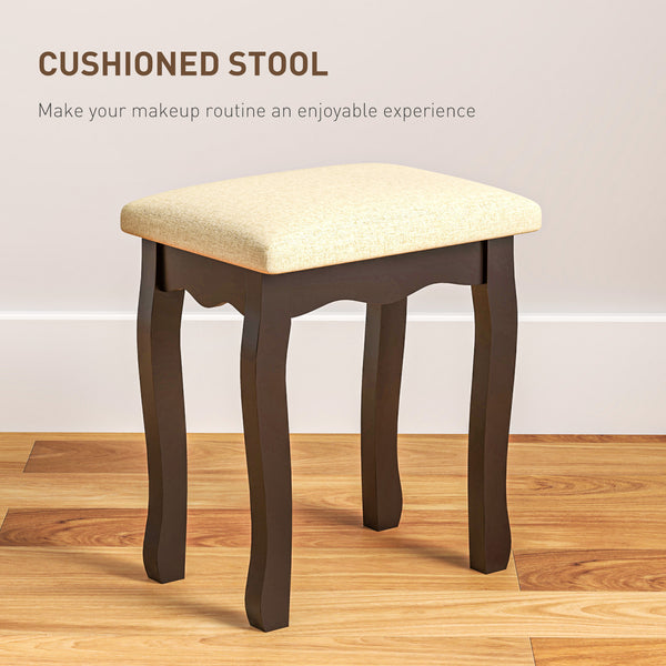 Coiffeuse avec tabouret, 10 lumières LED, 5 tiroirs et 3 compartiments, noir