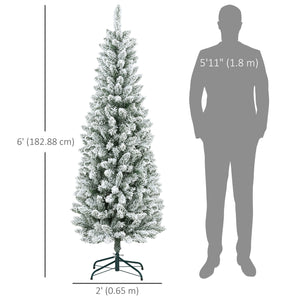 Sapin de Noël crayon de 6 pieds givré vert avec 479 branches et base en métal