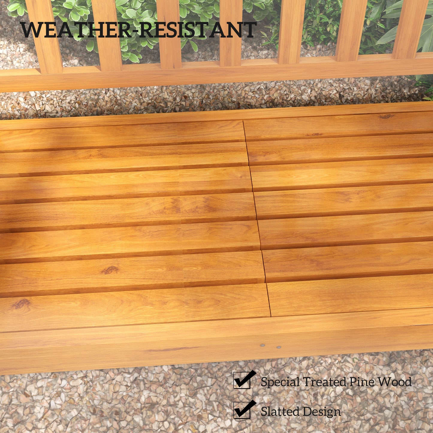 Outsunny Convertible Wooden Bench with Center Table, Outdoor Loveseat, Seats 2-3, Perfect for Porch &amp; Backyard |