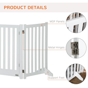 Barrière pour chien pliable avec porte et 3 panneaux, blanche