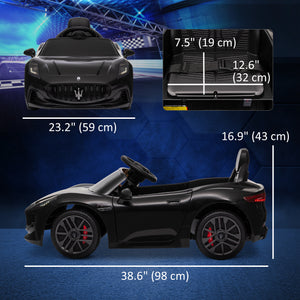 Voiture électrique pour enfants 12V Maserati Gran Turismo sous licence avec télécommande, noir