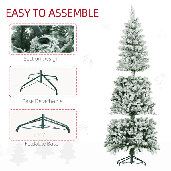 Sapin de Noël crayon de 6 pieds givré vert avec 479 branches et base en métal