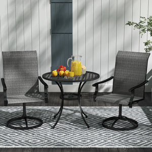 Lot de 2 chaises de salle à manger pivotantes d'extérieur, dossier haut et filet toutes saisons, gris