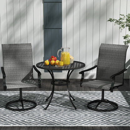 Lot de 2 chaises de salle à manger pivotantes d'extérieur, dossier haut et filet toutes saisons, gris
