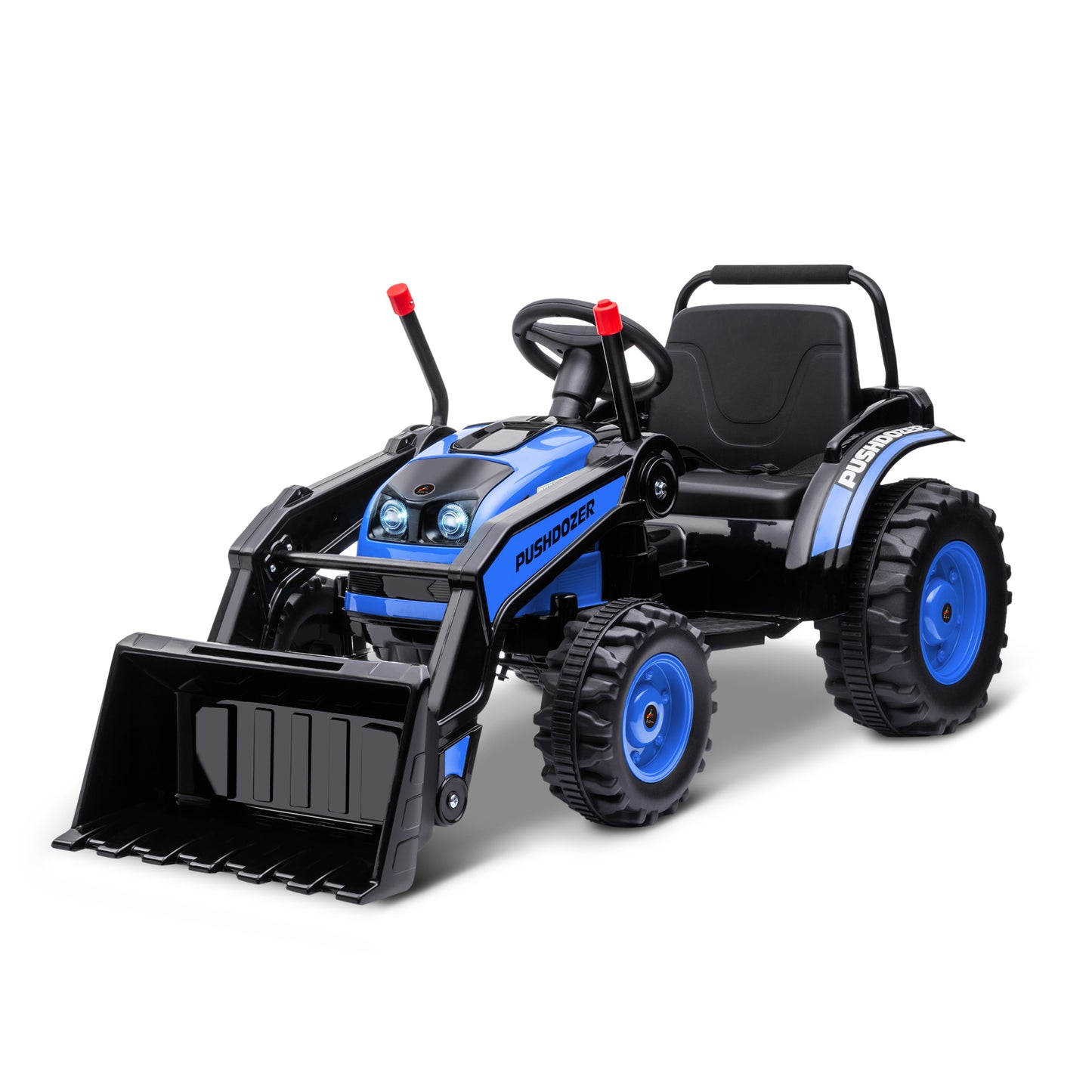 6V Battery Powered Kids Tractor, Ride-On Excavator, Music, Front Headlight, Reverse, Blue