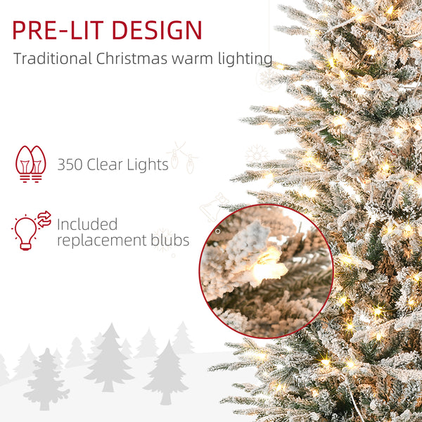 Sapin de Noël artificiel givré pré-éclairé de 7 pieds avec lumières claires blanc chaud
