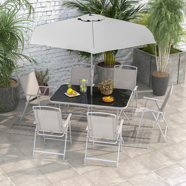 Ensemble de patio 8 pièces avec parasol, gris