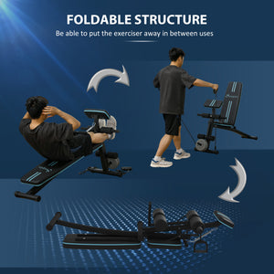 Banc de musculation pliable avec dossier ajustable à 7 positions – Noir et bleu