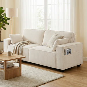 3-seater sofa, modern style corduroy upholstery, beige