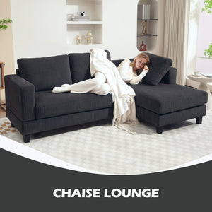 Canapé en L vec méridienne et coussin à ressorts, gris