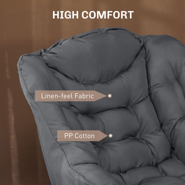 Fauteuil d'appoint moderne avec poches latérales et pieds en acier massif, gris