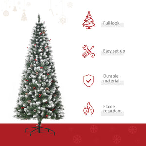 Sapin de Noël décoré de 6 pieds avec baies rouges et pommes de pin