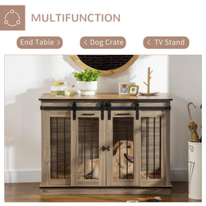 Meuble cage avec panneau de séparation, chêne