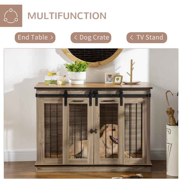 Meuble cage avec panneau de séparation, chêne