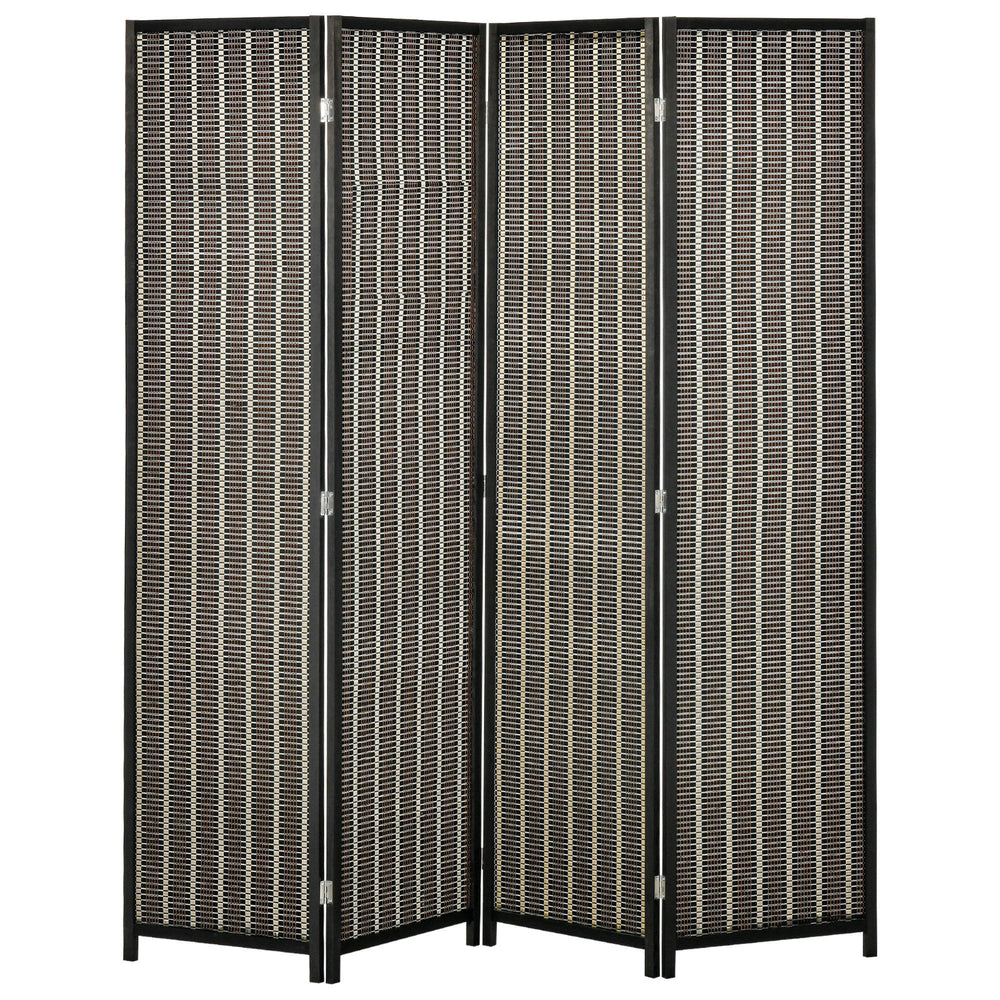 Cloison de séparation à 4 panneaux portable et pliable, marron