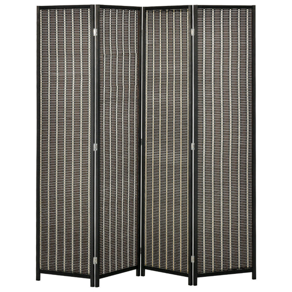 Cloison de séparation à 4 panneaux portable et pliable, marron