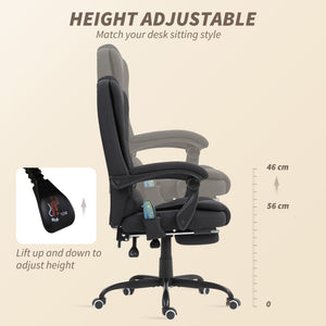 7-point vibrating massage chair with footrest, black