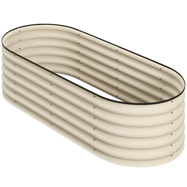 Jardinière surélevée en acier galvanisé avec bordure de sécurité, blanc crème