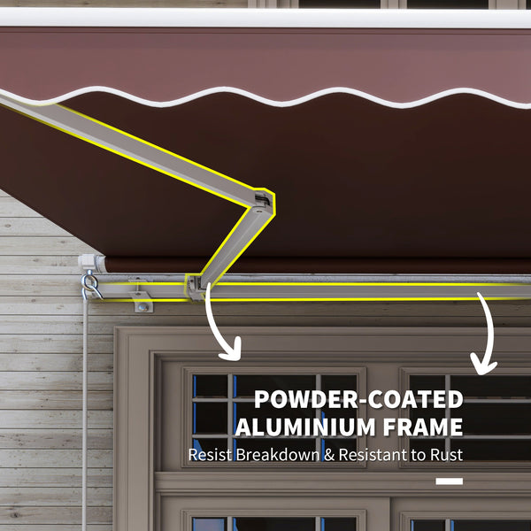 12' x 8' Retractable Patio Awning Sunshade Shelter w/ Manual Crank Handle UV & Water-Resistant for Deck Balcony Coffee