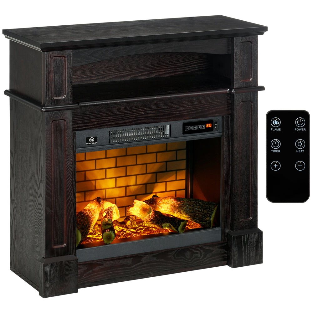 Cheminée électrique avec manteau brun de 700 W/1 400 W