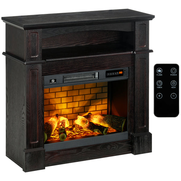 Cheminée électrique avec manteau brun de 700 W/1 400 W