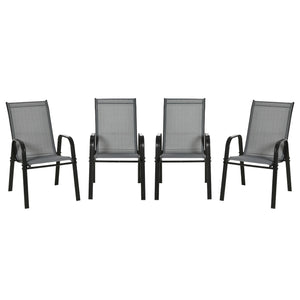 Lot de 4 chaises de salle à manger d'extérieur, robustes et empilables, avec accoudoirs, gris foncé