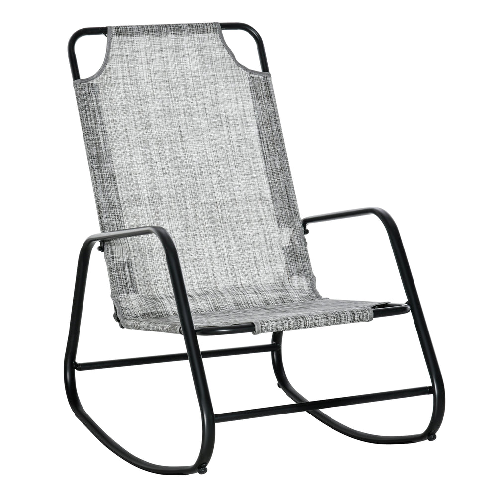 Garden Rocking Chair, Outdoor Indoor Texteline Rocker for Patio, Balcony, Porch, Grey