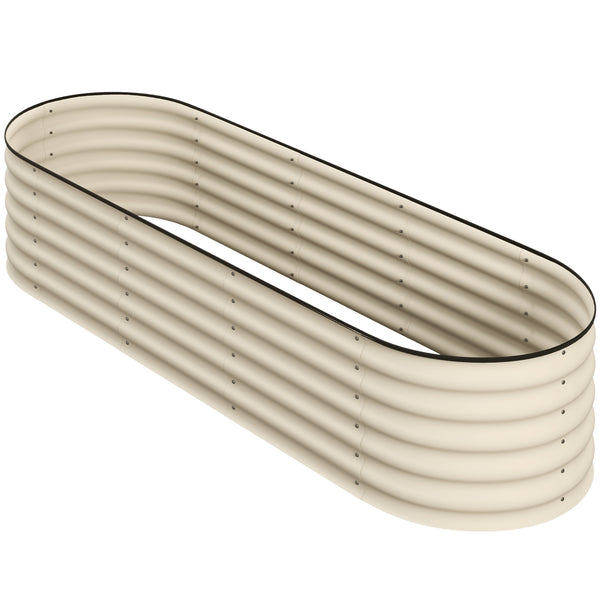 Jardinière surélevée en acier galvanisé avec bordure de sécurité, blanc crème