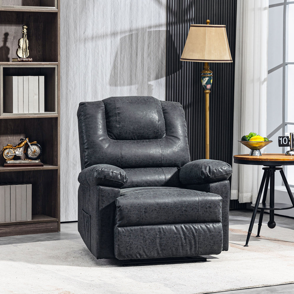 Fauteuil inclinable manuel en similicuir, noir
