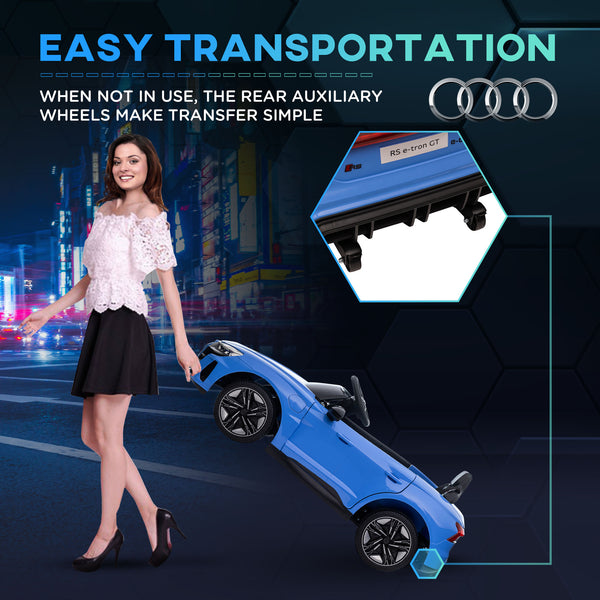 Voiture électrique à enfourcher avec télécommande, 12 V, 5 km/h, suspension, klaxon, bleu