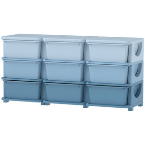 3-Tier 9-Drawer Plastic Toy Organizer, Blue