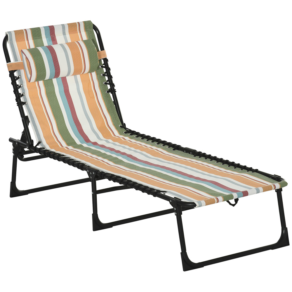 Chaise longue pliante avec appui-tête, multicolore