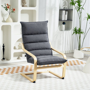 Fauteuil d'appoint en tissu et bois de bouleau avec pieds et accoudoirs incurvés, gris
