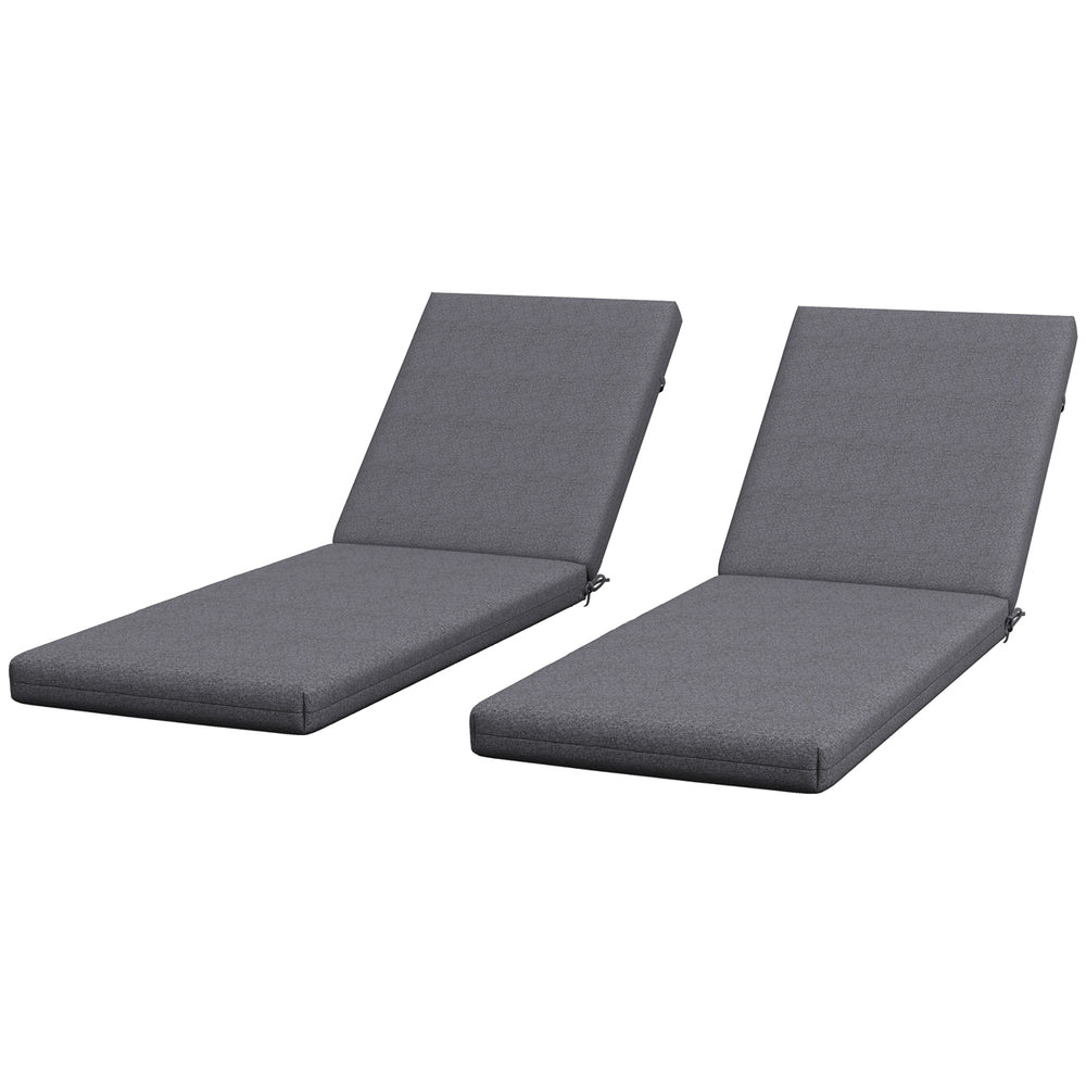 Coussins gris lot de 2 pour dossier et assise de chaise de patio, avec attaches pour maintien sécurisé