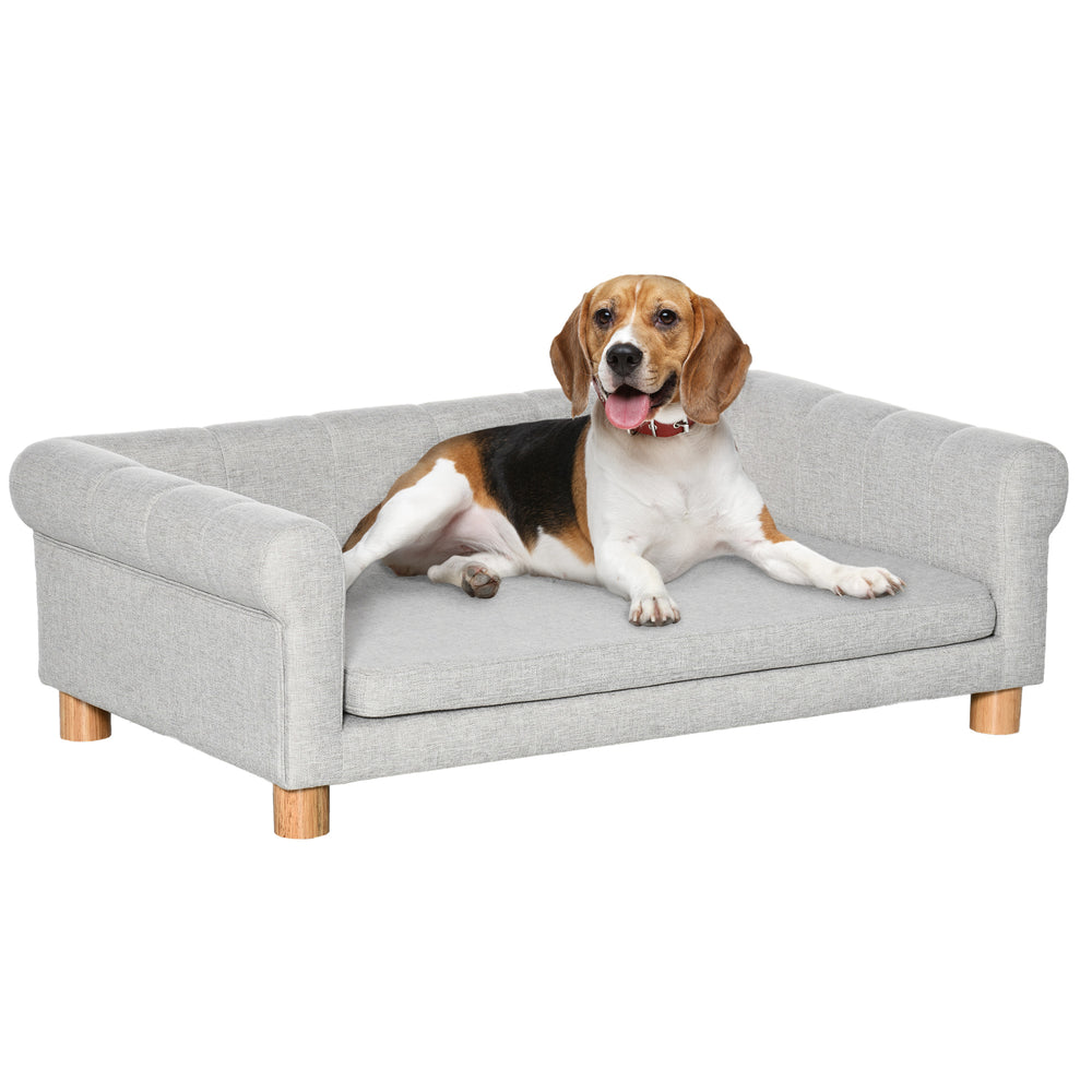 Canapé moderne pour animaux de compagnie de taille moyenne et grande, avec coussin d'assise amovible, gris clair
