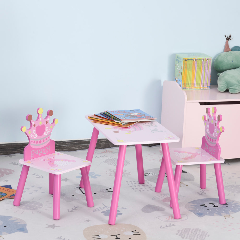 Set of 3 wooden chairs for children from 2 to 4 years old, pink
