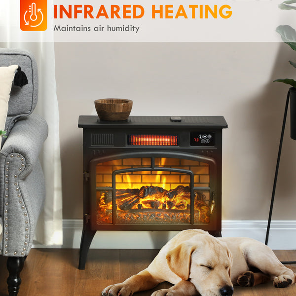 1500W Black Infrared Electric Fireplace