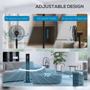 Lot de 2, Ventilateur tour et ventilateur avec télécommande, hauteur réglable, tête inclinable, noir