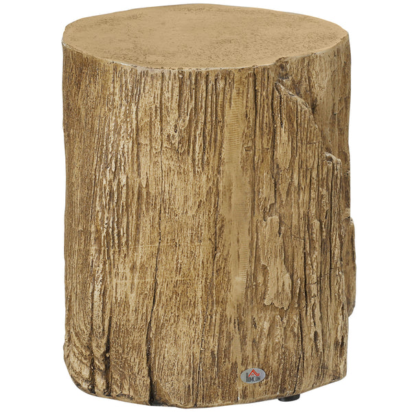 Table d'appoint finition béton, style souche d'arbre, marron naturel