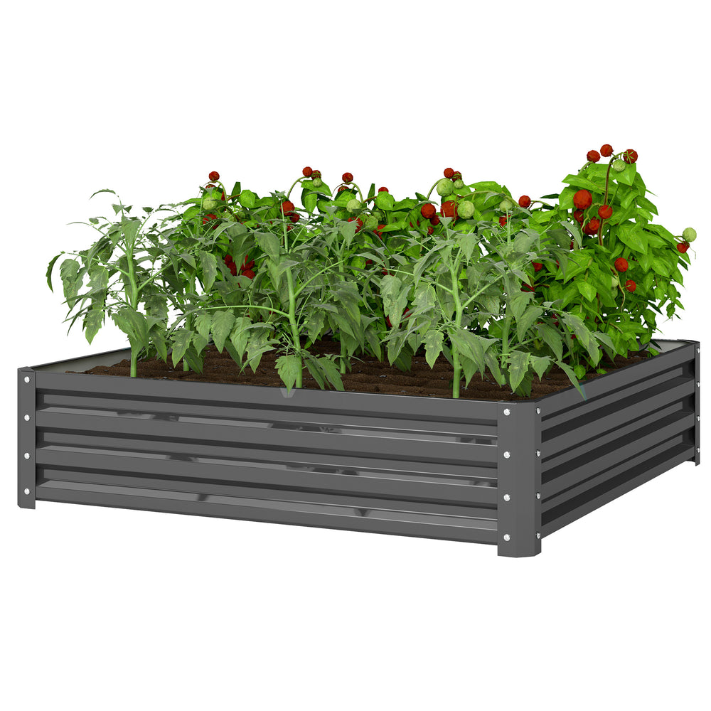 Raised planter in galvanized steel, light grey
