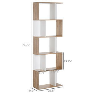 Bibliothèque géométrique à 5 niveaux avec séparateur, blanc