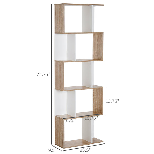 Bibliothèque géométrique à 5 niveaux avec séparateur, blanc